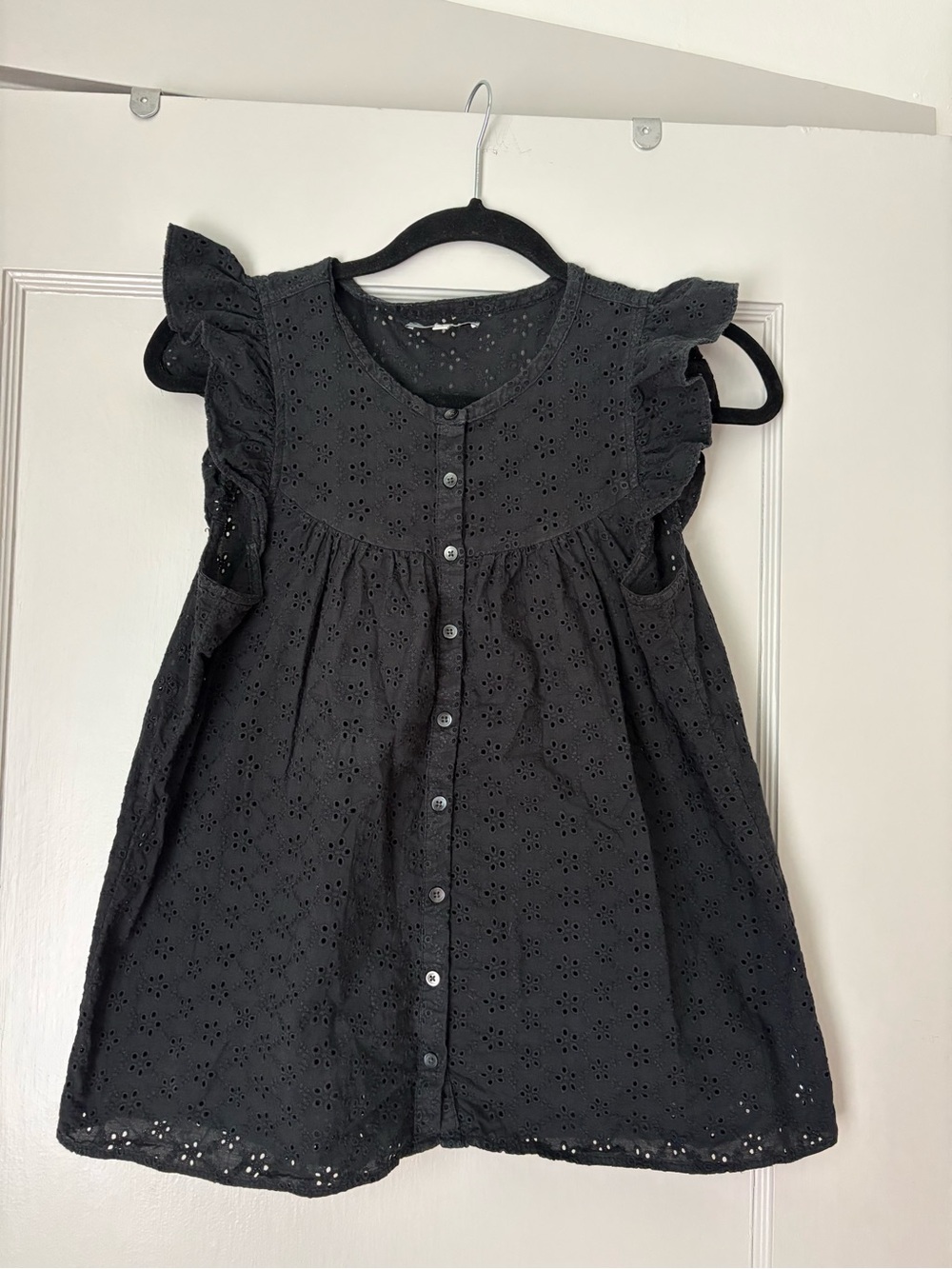 Madewell Black blouse with Ruffle Sleeves size S